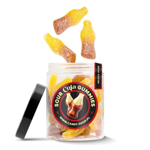 Kwaśne Żelki "Butelki Cola Lemon - Sour Edition" w cukrze 200g o smaku coli z cytryną