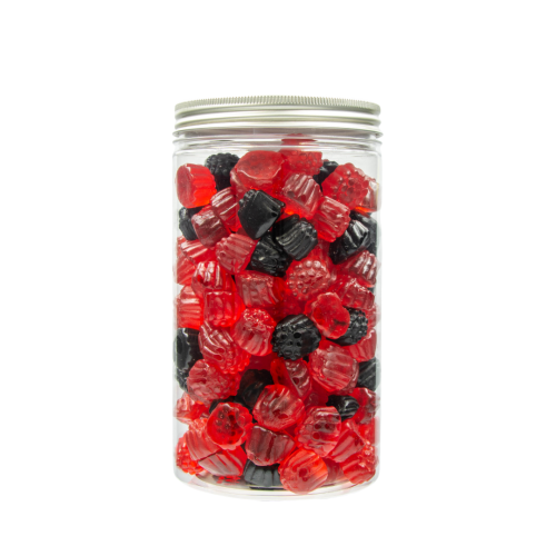 Słoik z Żelkami "Malinki Jeżynki Żelowe" 1kg o smaku owocowym