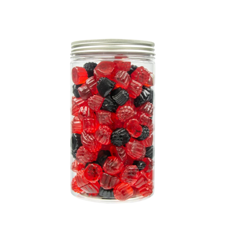 Słoik z Żelkami "Malinki Jeżynki Żelowe" 1kg o smaku owocowym