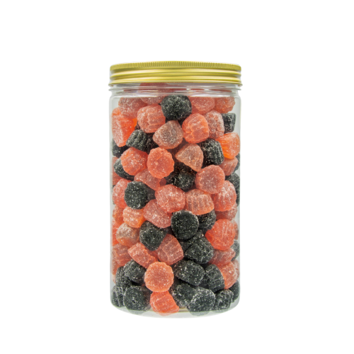 Słoik z Żelkami "Malinki Jeżynki Żelowe" w cukrze 1kg o smaku owocowym