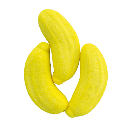Pianki "Banany" 100g o smaku bananowym z nadzieniem o smaku orzechowym