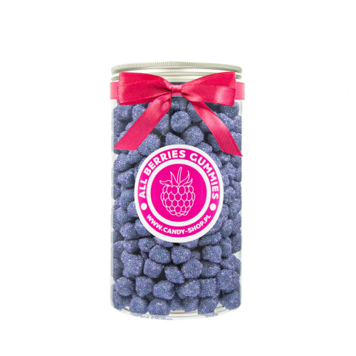 Słoik z Żelkami "Mini Fioletowe Malinki Jeżynki" 1kg o smaku owocowym