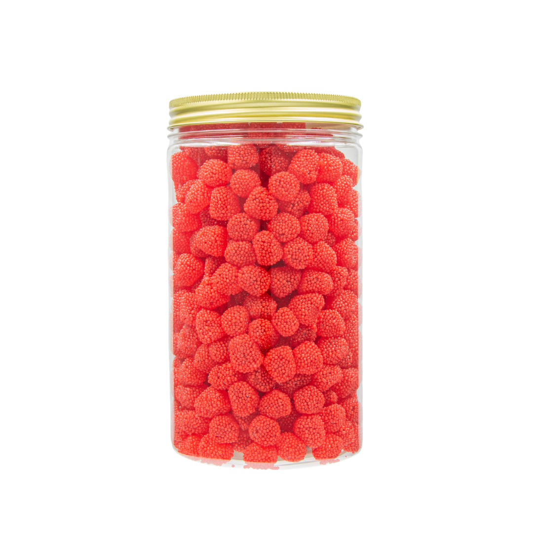 Słoik z Żelkami "Mini Czerwone Malinki Jeżynki" 1kg o smaku owocowym