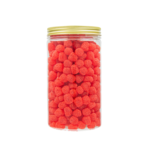 Słoik z Żelkami "Mini Czerwone Malinki Jeżynki" 1kg o smaku owocowym