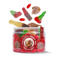 Słoik "Cola Wiśniowa - Cherry Coke Candy Mix" z Żelkami i Jelly Beans 450g o smaku coli i wiśni 500ml