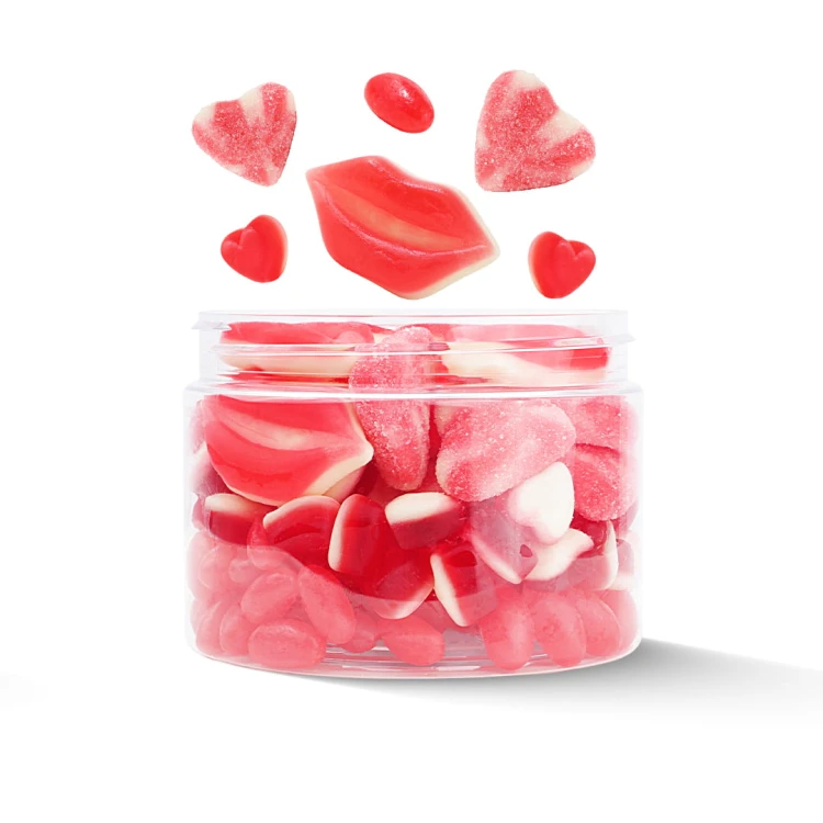 Słoik "KISS ME Pocałuj Mnie! - Lover's Gummies" z Żelkami i Cukierkami Jelly Beans 400g o smaku owocowym 500ml Prezent