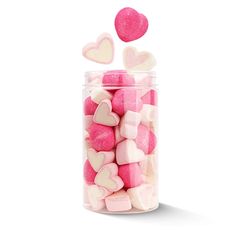 Duży Słoik "Dużo Miłości - Lover's Gummies" z Piankami Marshmallow Serca 300g o smaku owocowym 1250ml Prezent