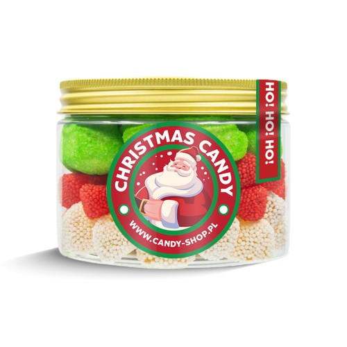 Słoik "Świąteczne Trio - Christmas Candy" z Żelkami i Piankami 320g o smaku owocowym 500ml