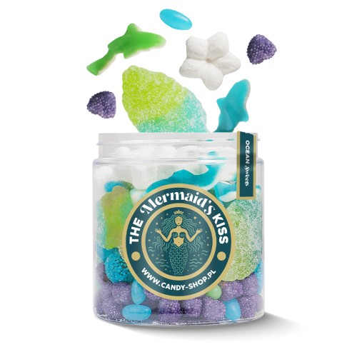 Słoik "Morski - The Marmaid Kiss" z Żelkami i Piankami 400g o smaku owocowym 750ml