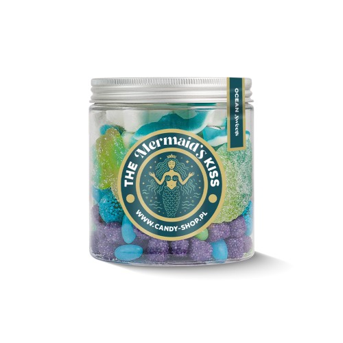 Słoik "Morski - The Marmaid Kiss" z Żelkami i Piankami 400g o smaku owocowym 750ml