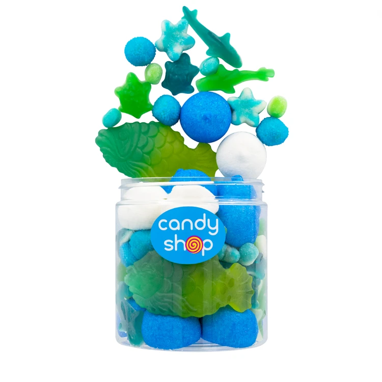 Słoik "Morski - The Marmaid Kiss" z Żelkami i Piankami 400g o smaku owocowym 750ml