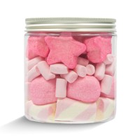 Słoik "Gwiazdki Różowe - Pink Stars" z Piankami 200g o smaku owocowym 750ml