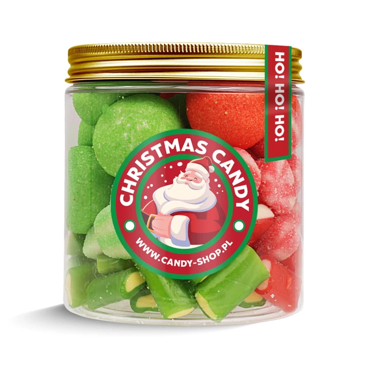 Słoik "Mix Świąteczny - Christmas Candy" z Żelkami i Piankami 400g o smaku owocowym 750ml