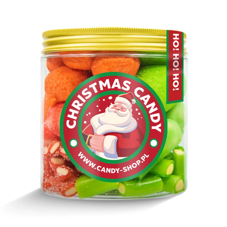 Słoik "Mix Świąteczny - Christmas Candy" z Żelkami i Piankami 400g o smaku owocowym 750ml