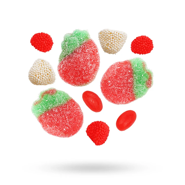 Słoik "Świąteczna Truskawka - Christmas Candy" z Żelkami i Jelly Beans 400g o smaku owocowym 500ml