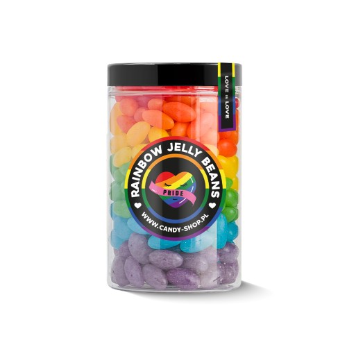 Słoik "Tęczowy - Pride" z Żelkami Jelly Beans 400g o smaku owocowym 400ml