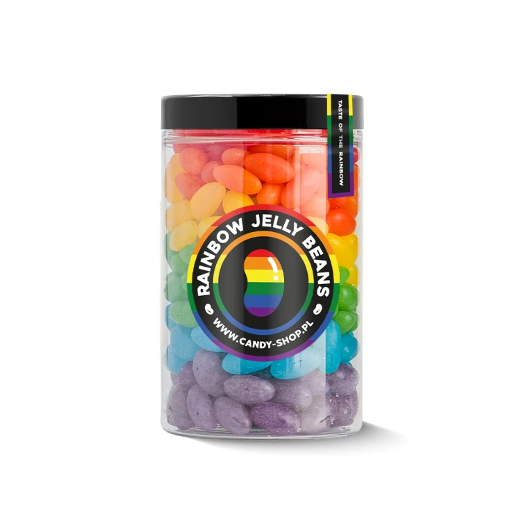 Słoik "Tęczowy - Rainbow" z Żelkami Jelly Beans 400g o smaku owocowym 400ml