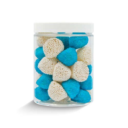 Słoik "Jeżynki Mix Biało-Niebieskie - Christmas Candy" z Żelkami 200g o smaku owocowym 300ml