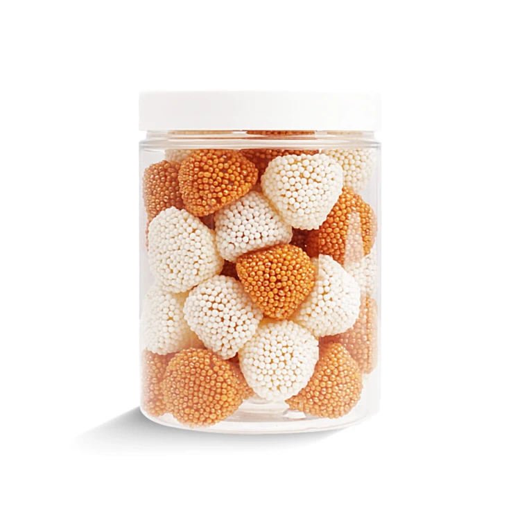 Słoik "Jeżynki Mix Biało-Złote - Christmas Candy" z Żelkami 200g o smaku owocowym 300ml