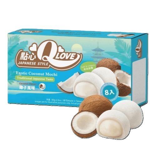 QLOVE Exotic Coconut Mini Mochi 80g Tajwański deser  o smaku kokosowym
