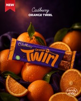 Cadbury Twirl Orange 43g Dwa batoniki z mlecznej czekolady o smaku pomarańczowym