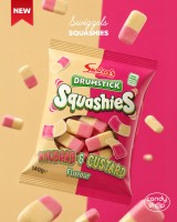 Swizzels Squashies Rhubarb & Custard 120g Żelki piankowe o smaku rabarbaru z waniliowym kremem