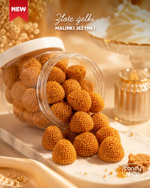 Słoik z Żelkami "Złote Malinki Jeżynki" 1kg o smaku owocowym