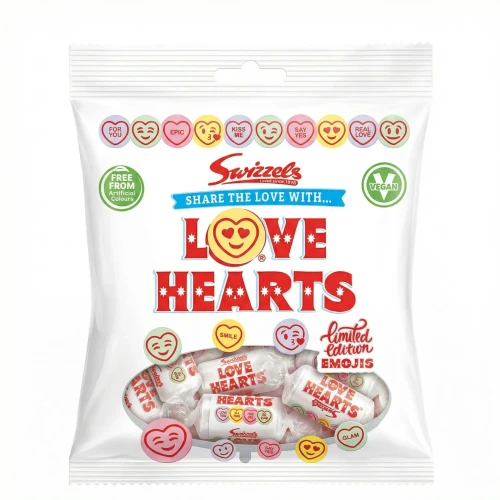 Swizzels Love Hearts 125g Cukierki musujące "serduszka" o smaku owocowym