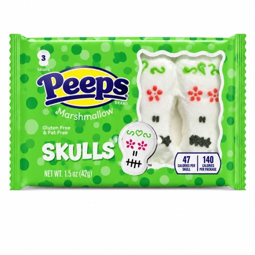 Peeps Marshmallow Skulls 42g  Pianki w kształcie Czaszki z posypką cukrową o smaku waniliowym