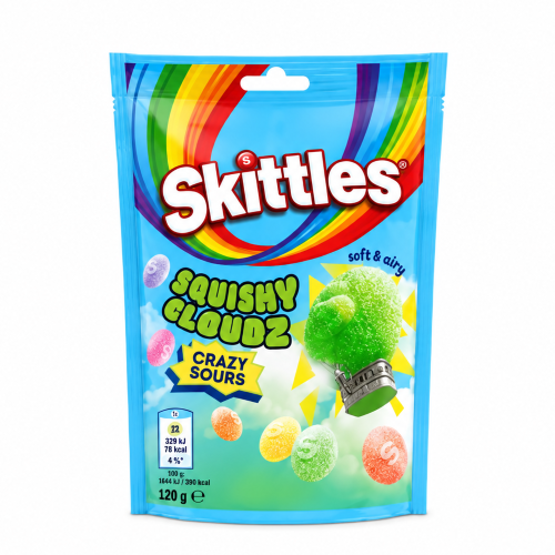 Skittles Squishy Clouds Sours 94g Cukierki kwaśne chmurki o smaku owocowym