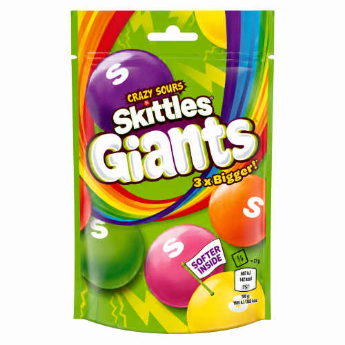 Skittles Giants Crazy Sours 132g Kwaśne duże cukierki o smaku owocowym