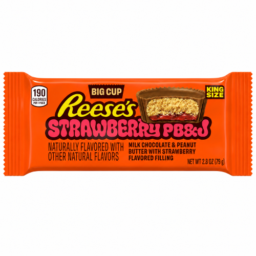 Reese's Big Cup PB&J Strawberry 79g Babeczka z nadzieniem o smaku kremu orzechowego oraz frużeliny truskawkowej