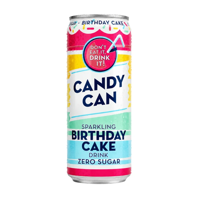 Candy Can Birthday Cake 330ml Gazowany napój o smaku truskawkowo- waniliowym