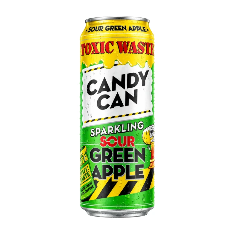 Toxic Waste Candy Can Sparkling Sour Green Apple 330ml Kwaśny napój gazowany o smaku zielonego jabłka