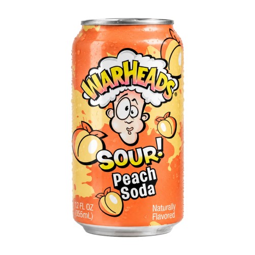 Warheads Sour Peach Soda 330ml Kwaśny napój gazowany o smaku brzoskwiniowym