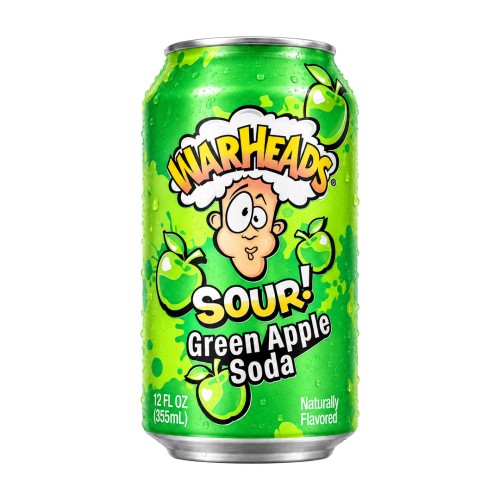 Warheads Sour Green Apple Soda 330ml Kwaśny napój gazowany o smaku jabłkowym
