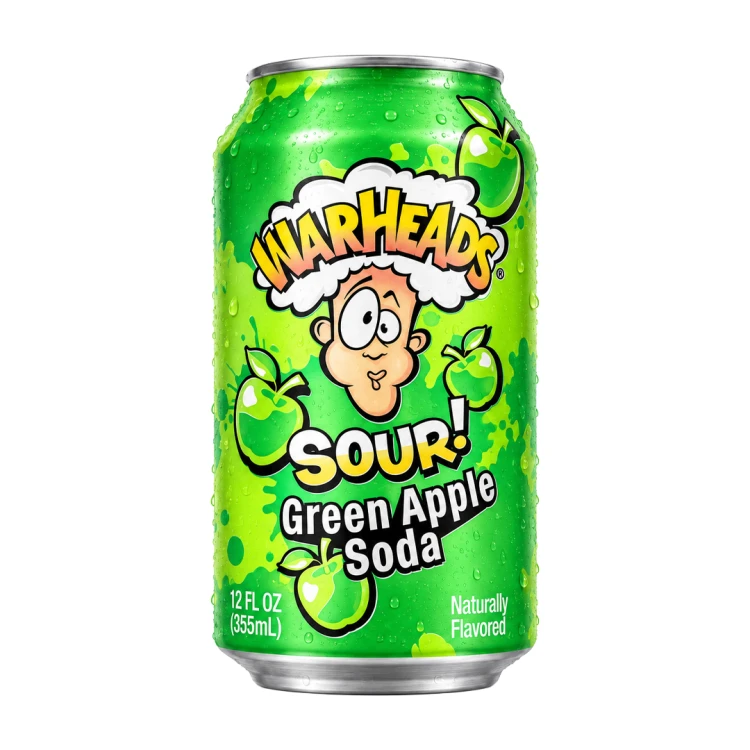 Warheads Sour Green Apple Soda 330ml Kwaśny napój gazowany o smaku jabłkowym