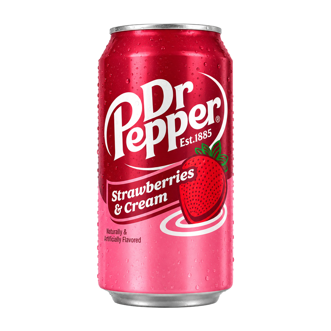 Dr Pepper Strawberries & Cream 355ml Napój gazowany o smaku korzenno- śmietankowo- truskawkowym