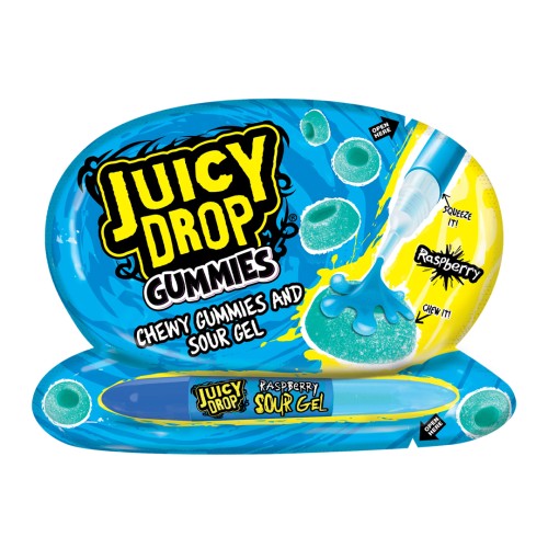Bazooka Juicy Drop Gummies 57g Żelki z pisakiem z kwaśnym żelem o smaku malinowym lub truskawkowym