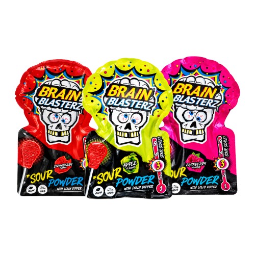 Brain Blasterz Lolly Sour Powder 10g Lizak z ekstremalnie kwaśnym proszkiem o smaku owocowym