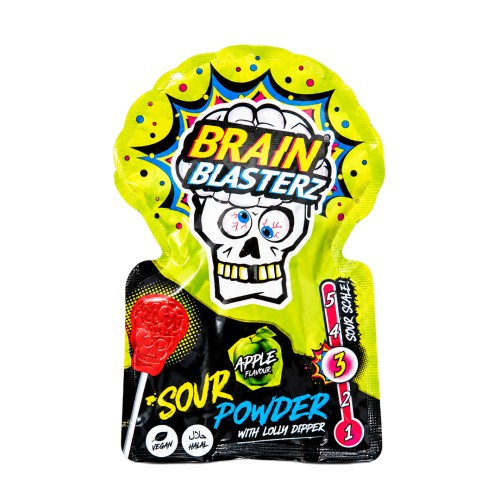 Brain Blasterz Lolly Sour Powder 10g Lizak z ekstremalnie kwaśnym proszkiem o smaku owocowym