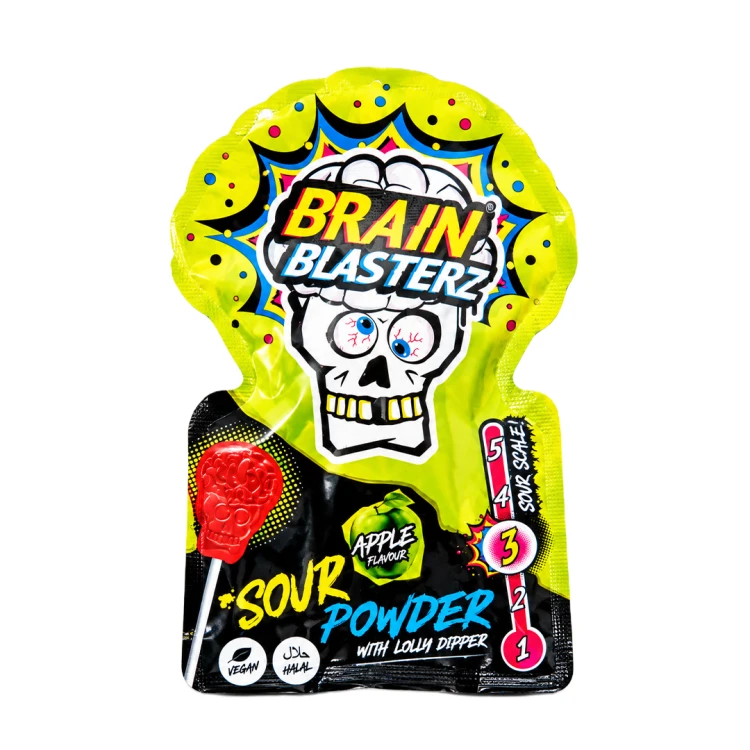 Brain Blasterz Lolly Sour Powder 10g Lizak z ekstremalnie kwaśnym proszkiem o smaku owocowym