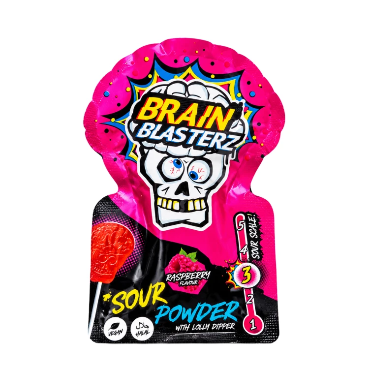Brain Blasterz Lolly Sour Powder 10g Lizak z ekstremalnie kwaśnym proszkiem o smaku owocowym