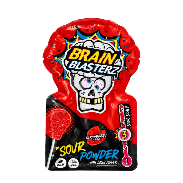 Brain Blasterz Lolly Sour Powder 10g Lizak z ekstremalnie kwaśnym proszkiem o smaku owocowym