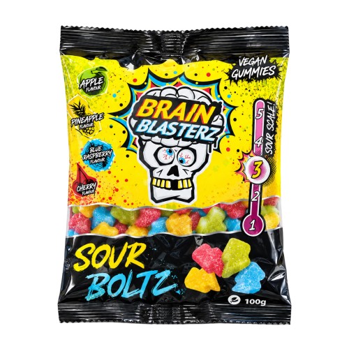 Brain Blasterz Sour Boltz 100g Kwaśne Żelki o smaku owocowym