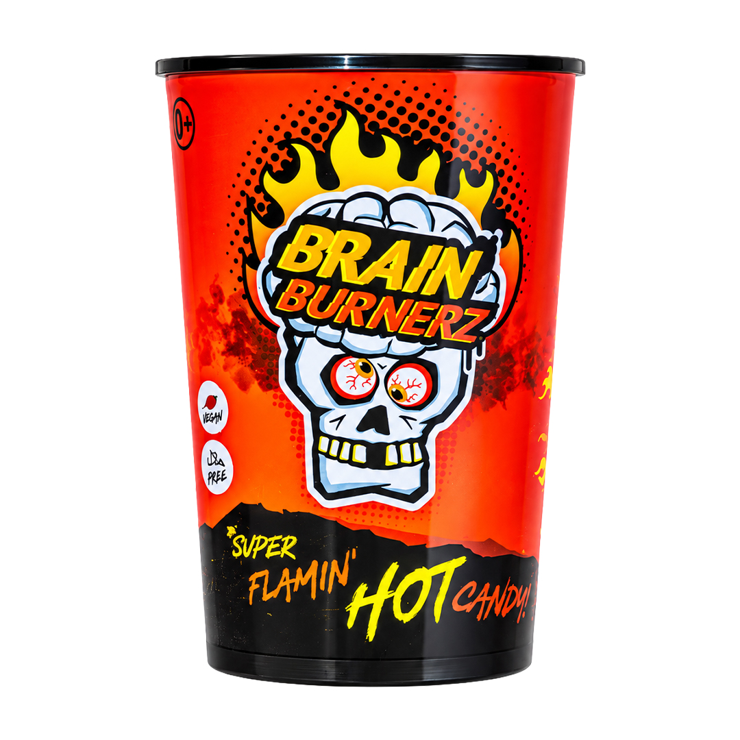 Brain Burnerz Super Flamin Hot 48g Ekstremalnie ostre cukierki z pikantnym proszkiem w środku