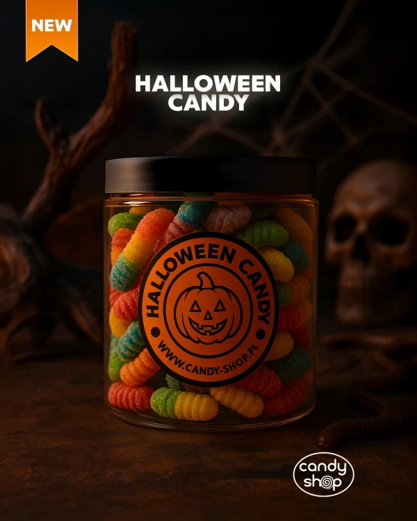 Słoik "Halloween - Robaczki" 200g z Żelkami o smaku owocowym 300ml