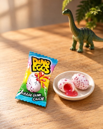 Dino Eggs Bubble Gum 6,9g Guma do Żucia "Jaja Dinozaura" z kwaśnym nadzieniem o smaku truskawkowym