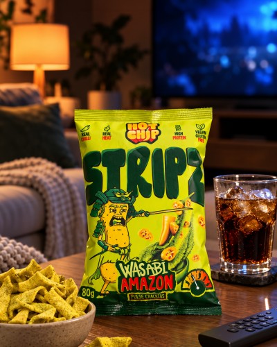 Stripz Wasabi Amazon 80g Ostra smażona przekąska z grochu z wasabi i papryką chili Amazon