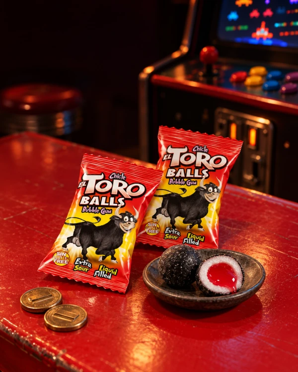 Toro Balls Bubble Gum 6,5g Guma do Żucia "Bycze Jaja" z kwaśnym nadzieniem o smaku owocowym